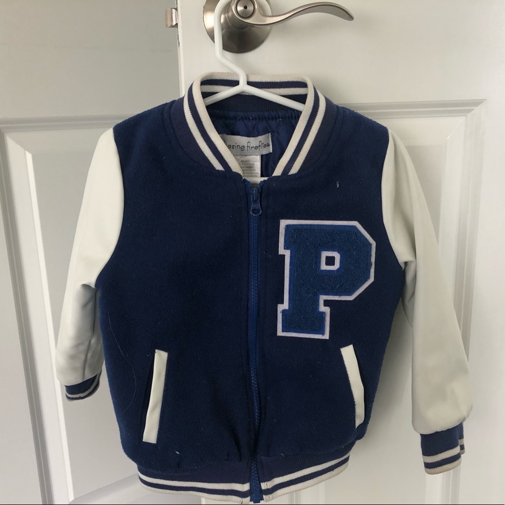 Kids Monogram Varsity Jacket  Letter P